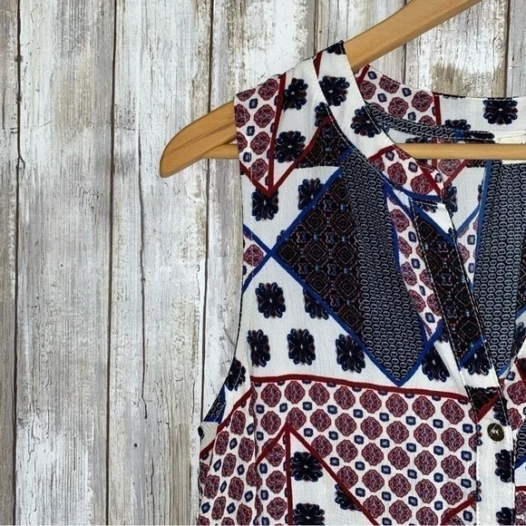 Umgee Mixed Pint Sleeveless Button Down Tunic - Picture 4 of 5